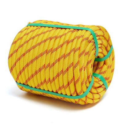 Arborist Rope, 1/2 Inch x 200 Feet Double Braided Climbing Rope Polyester for Outdoor, Climbing, Hiking, Swing, Tree Work, Halyard, Sailing etc(Yellow) - size: 1/2 Inch 200FT Yellow