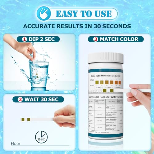Water Hardness Test Kit & Hard Water Test Strips for Softener | Double Check Strips, Hardness Tester for Home, Drinking, Aquarium, Pool, Well, Tap and All Water Sources, 0-425 ppm/0-25 gpg