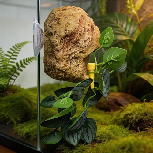 Reptile Water Dish with Adjustable Drip, Wall-Mounted Slow Dripper for Terrarium, Leak-Proof Water Bowl for Bearded Dragon, Gecko, Lizard, Snake, and Small Reptiles Habitat