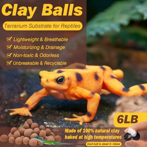 Reptile Substrate Clay Balls for Terrarium, 6 LBS | Organic Expanded Clay Pebbles, Moisturizing & Drainage False Bottom Substrate for Reptiles & Amphibians, Bioactive Substrate - color: 6LBS