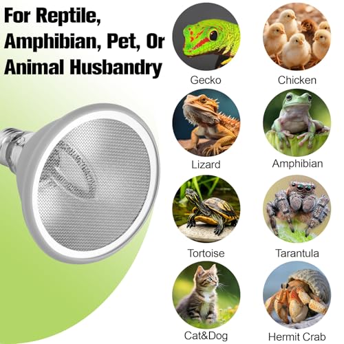 Deep Heat Projector for Reptiles 100W, Carbon Fiber Infrared Heat Lamp Bulb, Virtually No Visible Light Basking Heater for Bearded Dragon, Turtle, Gecko, Snake