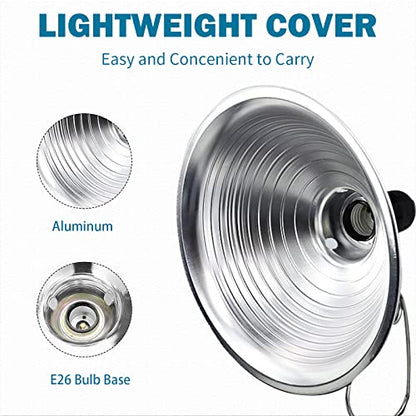 EP Clamp Lamp Light with Detachable 8.5 Inch Aluminum Reflector, 150 Watt E26 Socket (No Bulb Included), 6 Foot 18/2 SPT-2 Cord Cord, 2 Pack - size: 6
