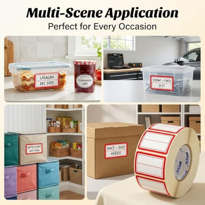 500Pcs 40x25mm 2-Line Red Border Freezer Labels, Writable Stickers | 500Pcs 40x25mm labels; removable writable adhesive for jars, containers, meal prep, pantry storage, and freezer use. - color: 500pcs Red 2-line