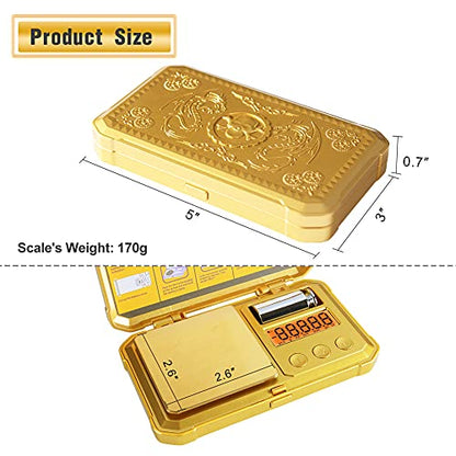 Fuzion Digital Gram Scale 200g/0.01g, Gold Scale for Jewelers | Embossed Steampunk, Dragon & Pirate Design, Pocket Herb Scale with 6 Modes, Tare(50g Calibration Weight & Battery Included) - color: Gold, size: 200/0.01g