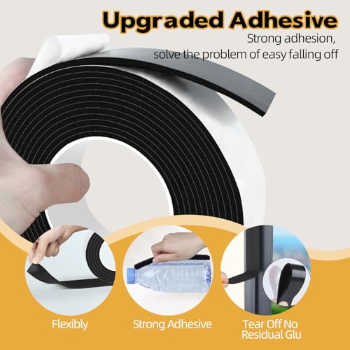 Foam Weather Stripping Door Seal,1 Inch W x 1/17 Inch T x 33 Feet Window Sealing Tape，Single-Sided Self-Adhesive Insulation Sealing Strip,Black - color: Black, size: 1 IN x 1/17 IN x 33FT