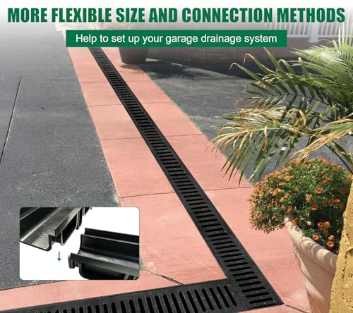 2 Pack 19.7x5.5x3.9in B125 Trench Drain with Ductile Iron Grate | Driveway Heavy Duty Channel Drainage System Fluorocarbon Paint Anti Corrosion Garage Parking Lot Concrete Patio