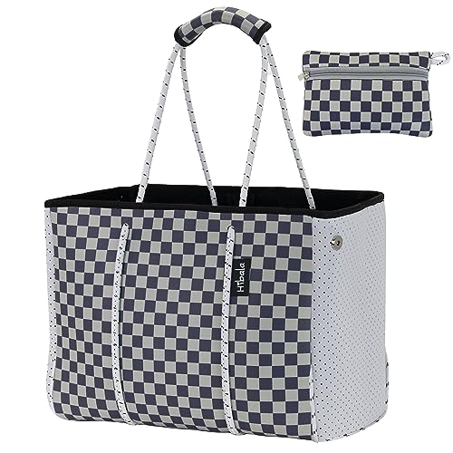 Hibala Neoprene Multipurpose Beach Bag,Gym/Travel/Pool Bag,Tote For Women&Men - color: Lvvplaid