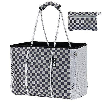 Hibala Neoprene Multipurpose Beach Bag,Gym/Travel/Pool Bag,Tote For Women&Men - color: Lvvplaid