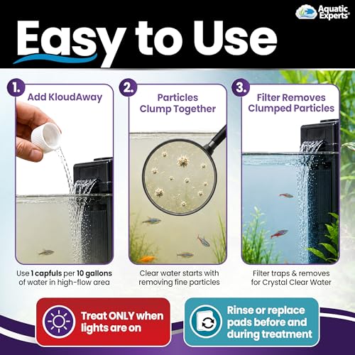 KloudAway Aquarium Water Clarifier – Clears Cloudy Water in Freshwater Fish Tanks, 1 Liter, Made in USA, Aquatic Experts - size: 1 L (33.8 oz)