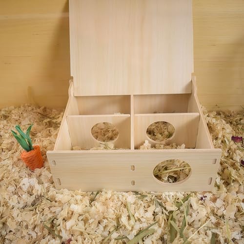 Multi-Chamber Wooden Hamster Hideout & Tunnel - Durable, Ventilated Natural Wood Cage Accessories for Dwarf, Syrian Hamsters and Small Pets