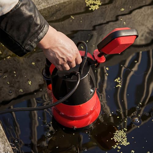 Prostormer 1HP 3700GPH Submersible Sump Pump with Automatic Float Switch | Red Water Pump, Draining Transfer Clean & Dirty Water, for Pools/Ponds/Gardens/Flooded Cellars/Aquariums/Irrigation - color: Red