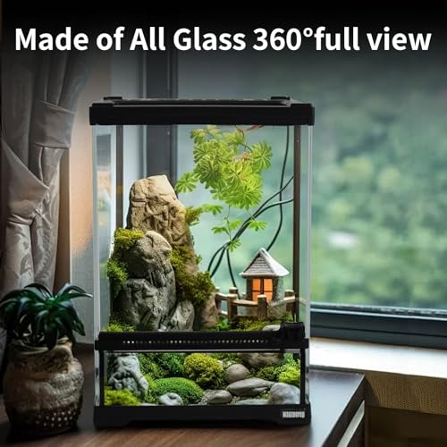 Mini Reptile Glass Terrarium Tank 8"*8"*10" Full View with Front Opening Door,Amphibians Enclosure Habitat Cage for Leopard Gecko Tarantula Young Lizard Hermit Crab Frog Insects Breeding - size: 8x8x10 inch