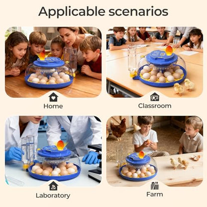 18 Egg Incubators for Hatching Eggs | 360° View with Automatic Egg Turning & Humidity Control, Built-in Egg Candler for Hatching Chicken, Duck, Goose, Quail