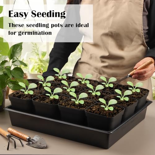 RooTrimmer Seed Starter Tray, 10 Packs Plant Tray, Durable Plastic Growing Trays, Stackable Seedling Starter Trays Perfect for Indoor, Outdoor, Greenhouses, 16.5" L x 13.2" W x 2.8" H - Black - size: 16.5" x 13.2" x 2.8" Tras - 10P