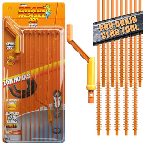 FlexiSnake Pro Drain Weasel Sink Snake Hair Clog Remover Tool, 10 Wands | Sink, Pipe, Bathroom, Bathtub Drain Cleaner, 18-inch Long, Flexible, Removable Handle, Made in The USA - style: 10 pk