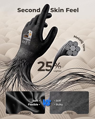 toolant ComfyCut A4 Cut Resistant Work Gloves, 1 Pair, Dark Gray, Large | ANSI & EN388 Certified Protection, Ultra Comfort, Fiberglass-Free, Touchscreen, Grip, for Mechanics, Woodcarving, Assembly - size: Large