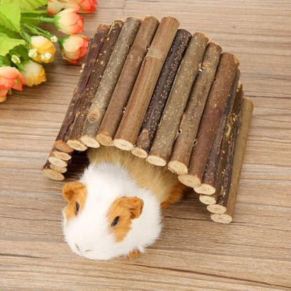 Pssopp Twig Ladder Wooden Fun Bridge for Guinea Pigs Hamster Rat Small Animal(M)