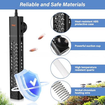hygger 500w Aquarium Heater, Submersible Fish Tank Heater with Digital LED Controller and Intelligent Leaving Water Automatically Stop Heating System,for 75-130 Gallon Tanks - size: 500W (for 75-130 gallon)