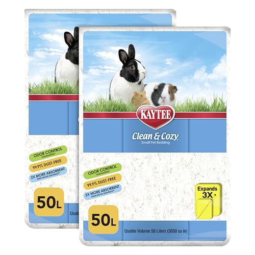 Kaytee Clean & Cozy White Paper Bedding, Made for Small Animals, 100 Liters, Pack of 2 - size: 100 Liter
