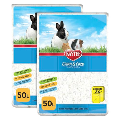 Kaytee Clean & Cozy White Paper Bedding, Made for Small Animals, 100 Liters, Pack of 2 - size: 100 Liter