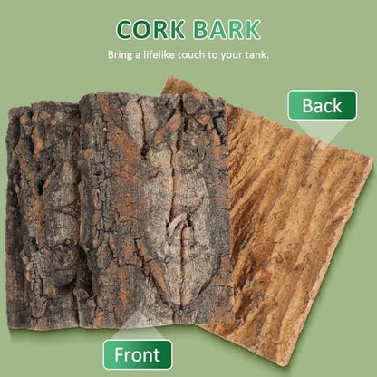 4Pcs Reptile Cork Bark Tank Decor Natural Terrarium Background for Gecko Lizard Bearded Climbing Habitat 5.90X5.90X0.78In