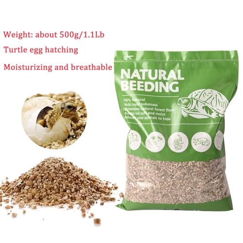 Reptile Feeding Box Turtle Transport Breeding Box Egg Incubator Container with 1.1lb Reptile Substrate Vermiculite Bedding for Snake Tortoise Lizard Hatching Eggs