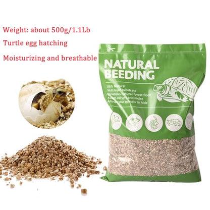 Reptile Feeding Box Turtle Transport Breeding Box Egg Incubator Container with 1.1lb Reptile Substrate Vermiculite Bedding for Snake Tortoise Lizard Hatching Eggs