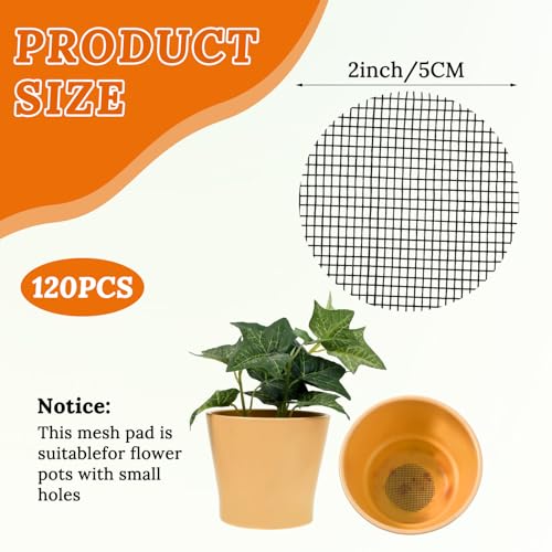 Amaxiu 120Pcs Plant Pots Hole Mesh Pad, 2 in Round Flower Pot Drainage | Mesh Mats Bonsai Potting, Eye Mesh Mats, Barrier for Gardening to Prevent Soil, Leaking Horticultural Enthusiasts