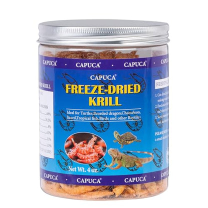 Freeze-Dried Antarctic Krill, High-Protein Reptile and Fish Food, 4 oz | Single ingredient, no additives, rich aroma, crunchy texture, suitable for turtles, bearded dragons, fish and amphibians