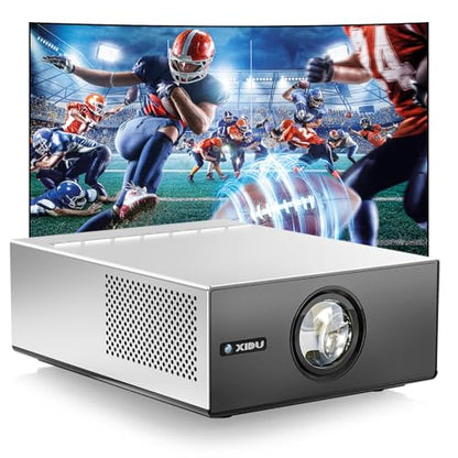 XIDU 1080P HD Portable Projector, Silver Metal Home Theater Projector | Ideal for bedroom, living room, compatible with HDMI USB, mobile phones and laptops