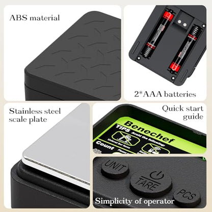 Mini Pocket Scale 500g x 0.01g, Digital Gram Scale with Green Backlit LCD, Tare & PCS Counting, Portable Jewelry Scale for Gold, Silver, Coins & Gems