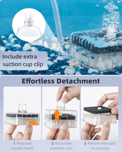 Pawfly Aquarium Sponge Filter, Small Fish Tank Filter with Foam and Air Stone, Sponge Filter for Fish Tanks up to 5 Gallons (Air Pump Not Included)