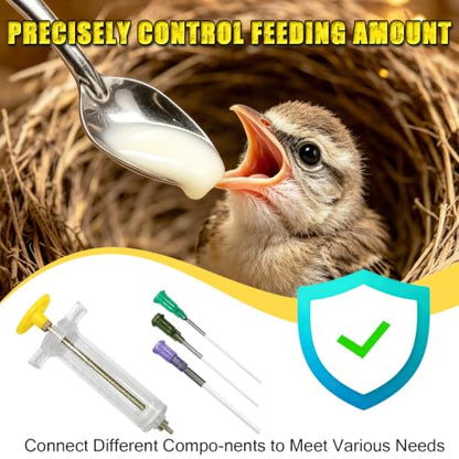 Baby Bird Feeding Syringe Set, Small Pet Parrot Feeder Hand Feeding Tubes Kit, Parrot Feeder Tubes Measuring Tools, for Baby Birds Small Pet