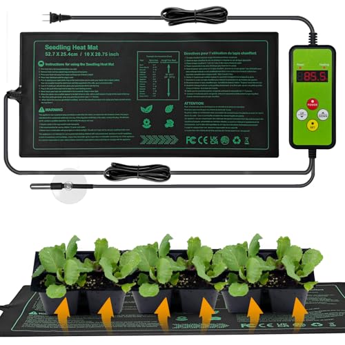 Seedling Heat Mat with Temperature Controller | Waterproof Heating Pads | Seed Germination Heating Mat 10 x 20.75 Inch - size: Seedling Heat Mat with Thermostat Digital