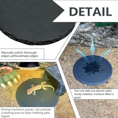 Reptile Basking Platform 6.0IN Turtle Rock Slate Plate Food Bowl Feeding Dish Tortoise Bathing Resting Terrace for Bearded Dragon Chameleon Gecko Snake Lizard Frog Newt - size: 6.0inch(1pcs)