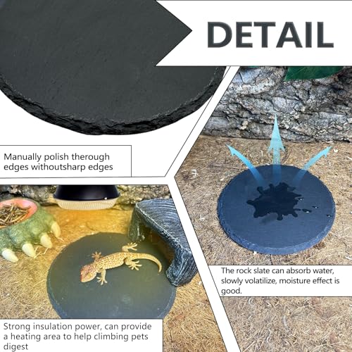 Reptile Basking Platform 6.0IN Turtle Rock Slate Plate Food Bowl Feeding Dish Tortoise Bathing Resting Terrace for Bearded Dragon Chameleon Gecko Snake Lizard Frog Newt - size: 6.0inch(1pcs)