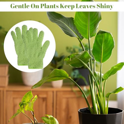 Microfiber Gloves, Dusting Gloves Microfiber Glove for Plants Mittens for houseplants Leaf Plant Care(Green)