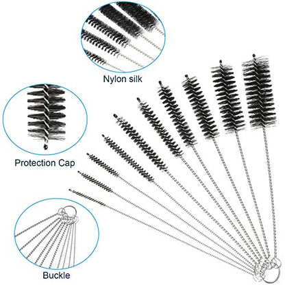 12 Pieces Aquarium Filter Brush Set Flexible Double Ended Hose Pipe Cleaning Stainless Steel Nylon Long Tube Cleaning Brush for Fish Tank Kitchen Glasses Drinking Straws Keyboard