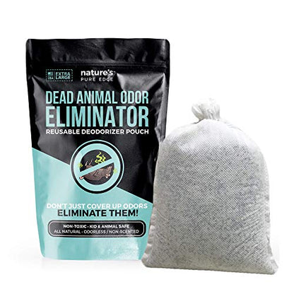 Dead Animal Smell Eliminator Pouch – Fragrance-Free Activated Charcoal Odor Absorber With Specialized Zeolite– Attics, Walls, Crawlspaces. For After Cleanup. Pet & Kid Safe, XL, Covers 375 Sq Ft