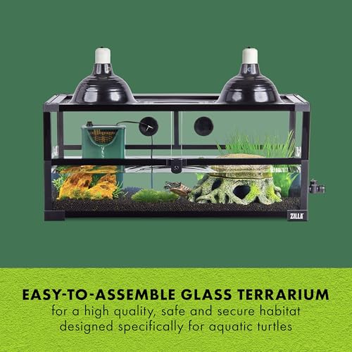 Zilla QuickBuild Aquatic Turtle 20 Gallon Long Size Holds 9 Gallons of Water Glass Terrarium Habitat, 30" x 12" x 13.5" - size: 30" x 12" x 13.5"