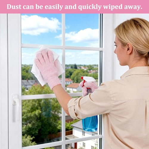 Abeillo Microfiber Gloves for Plants Dusting Cleaning, Reusable Washable Cleaning Gloves Mittens House Cars Blinds Dusting - color: Pink