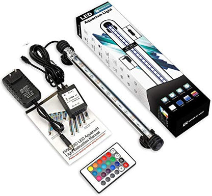 GreenSun LED Aquarium Light, Fish Tank Light with Remote Control, IP68 Submersible Waterproof Strip Bar Light,RGB Color Changing, 3.8 Watts 11inch/28cm - size: 11.2inch/28cm