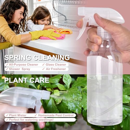 LANBEAUTIFY Plastic Spray Bottles - Empty Spray Bottles for Cleaning,16.9oz/2Pack,Mist/Stream Spray Bottle for Plants, Pet, Hair - (Clear, 16.9oz)