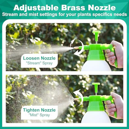 MaxWorks 51021 Hand Pump Sprayer Bottle 2L 0.5 Gal for Garden Indoor Outdoor Home with Adjustable Brass Nozzle of Mist Setting with Lock Switch - size: 2 Liters / Short Nozzle