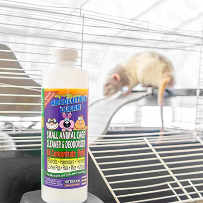 Absolutely Clean Amazing Small Animal Cage Cleaner - Just Spray/Wipe - Easily Removes Messes & Odors - Hamsters, Mice, Rats, Guinea Pigs, Ferrets - USA Made (16 oz Concentrate) - style: 16 Fl Oz Concentrate (Makes 64oz)