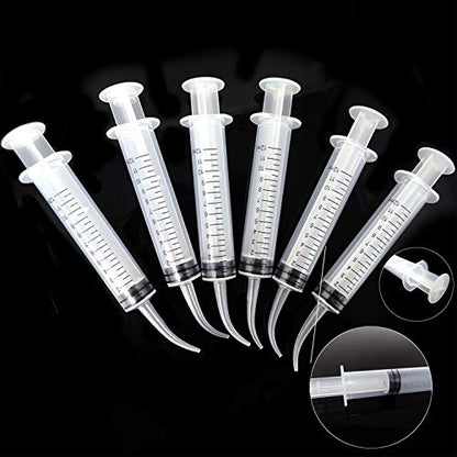 Honbay 6PCS Plastic Pet Feeding Syringe with Measurement for Birds Dogs Cats (Curved Tip)