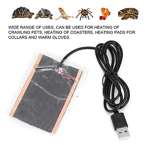 Heat Pad For Reptiles, 5W Portable Heating Pad Carbon Fiber Reptile Heating Pad 45˚C USB Heating Film Heat Mat For Reptiles Low Power Heat Pad For Home Outdoors Daily Use