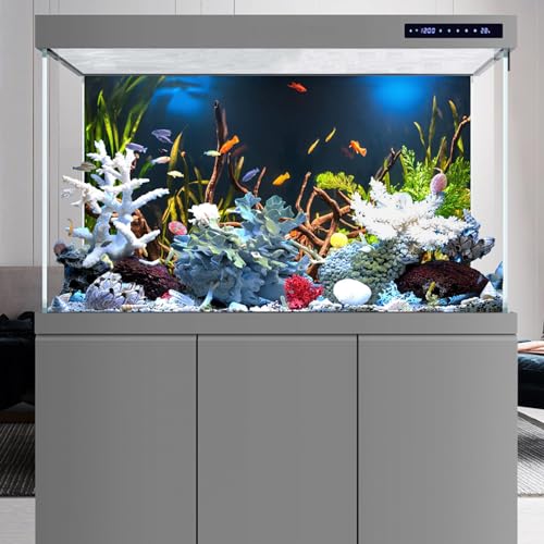 YongFoto Fish Tank Background 24x12 inch Aquarium Background River Bed Waterweeds Moss Lake Aquatic Plant Undersea Tree Branch Backdrop Reptile Habitat Terrarium Background, Green-4 - color: Green-4, size: 24x12in/60x30cm