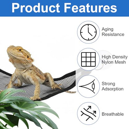 2Pcs Bearded Dragon Hammock, Breathable Mesh Reptile Hammock Lizard Tank Accessories, Triangle Geckos Hammocks for Bearded Dragons, Snakes, and Axolotls, Perfect Beard Dragon Tank Accessories