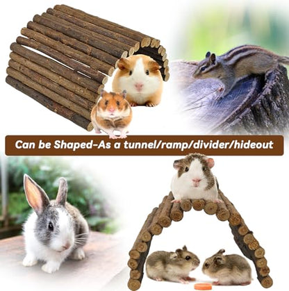 kathson Wooden Hamster Bridge,Guinea Pig Wood Ladder Bendable Tunnel Hideout Hut Small Animal Climbing Toys for Ferret Hedgehog Chinchilla Mice Rat Gerbil Baby Rabbit(19.6 x 6.0 in) - size: M (15.7 x 6.0 inches)